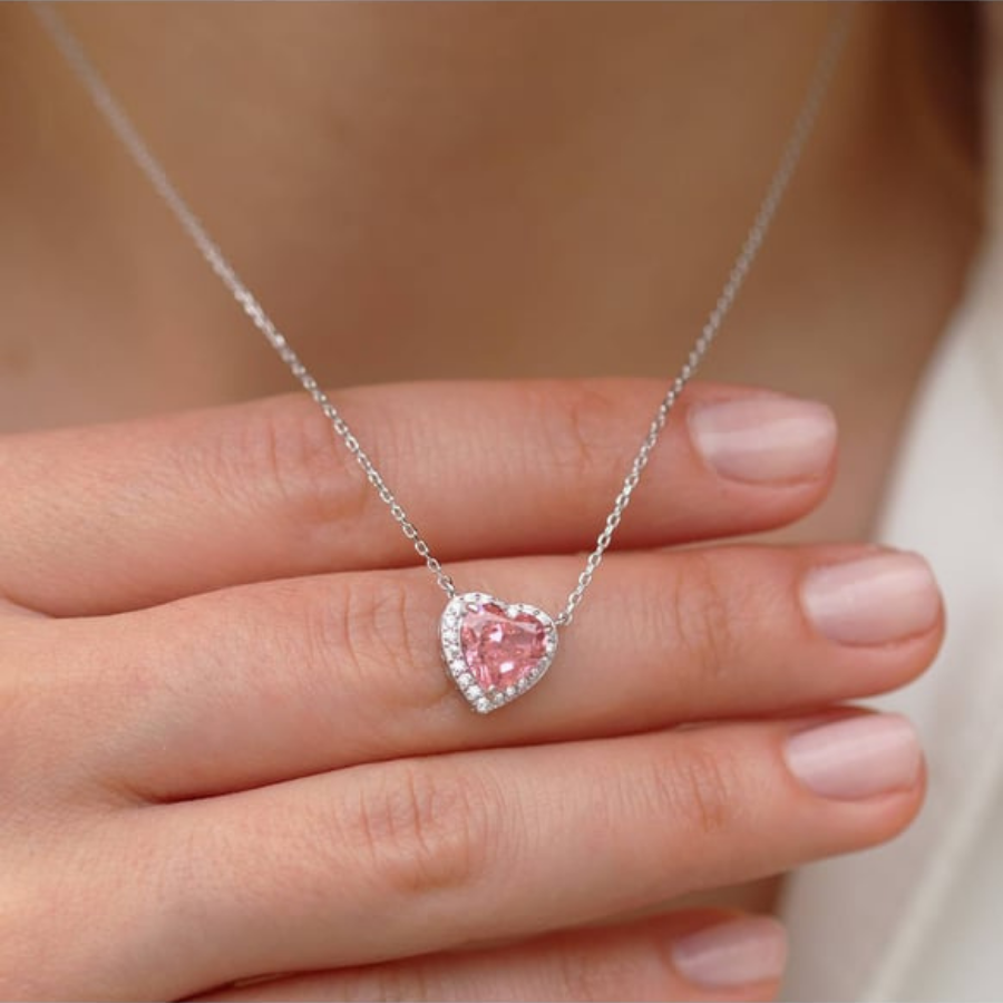 Pembe Taşlı Pandora Kolye