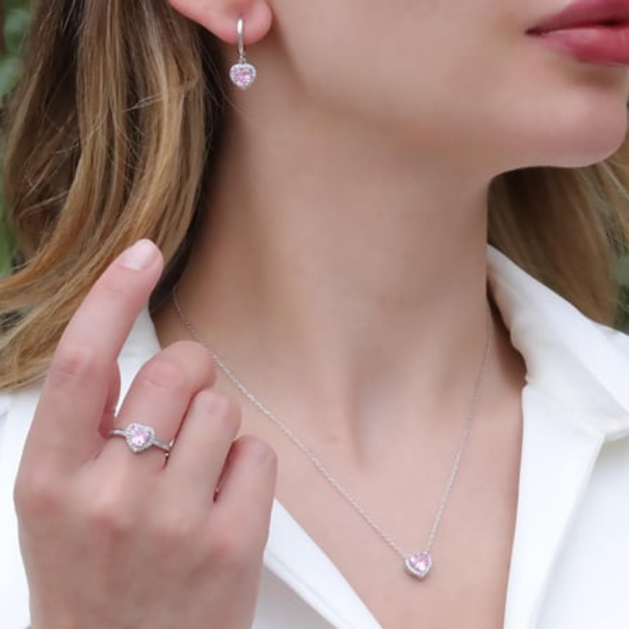 Pembe Taşlı Pandora Kolye